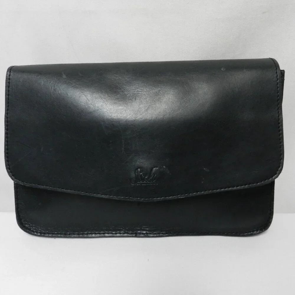 Sseko Vintage Saddle Leather w/ Snakeskin black shoulder handbag purse clutch - Picture 2 of 11